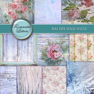 Shabby chic Digital Scrapbook Paper pack Shabby Chic rose digital background floral digital scrapbook printable paper Shabby paper floral