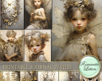 Printable junk journal kit Autumn Fairy Forest printable journal pages cute fantasy digital scrapbook paper botanical floral magic PART1
