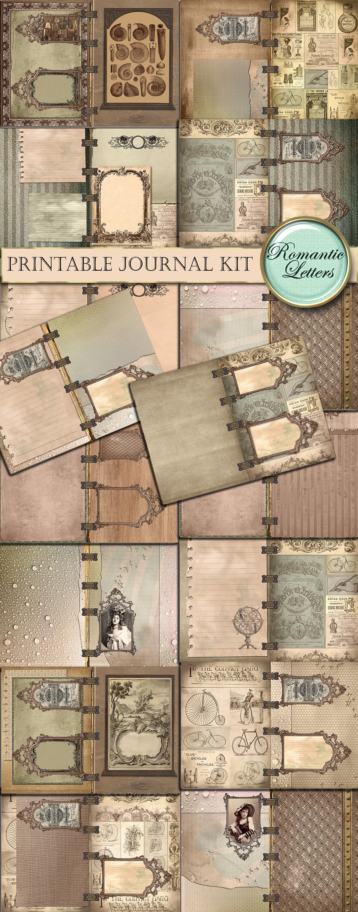 Printable Junk Journal Kit Victorian Digital Scrapbooking Printable ...