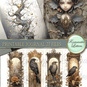 printable junk journal kit Fairy Forest printable journal pages card tag cover fantasy digital scrapbook botanical floral herbal magic PART2 image 9