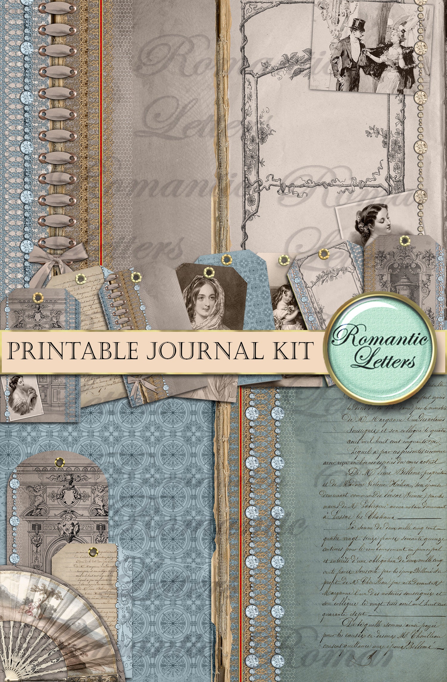 Printable Journal Kit Digital Collage Sheet Printable Journal Paper ...