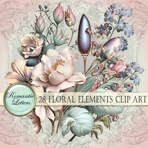 Cyfrowy klipart kwiaty ślubny album ślubny clipart kwiatowy clipart fantasy elementy clipart zaproszenie do druku Pobierz PNG Część 2