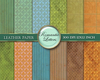 Leather digital scrapbooking paper pack digital leather vintage background leather texture printable paper Steampunk digital backdrop paper