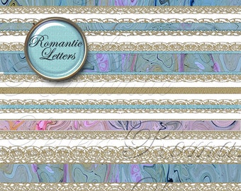 Shabby Chic Gold Lace Borders, Digital Scrapbook Clipart (PNG)
