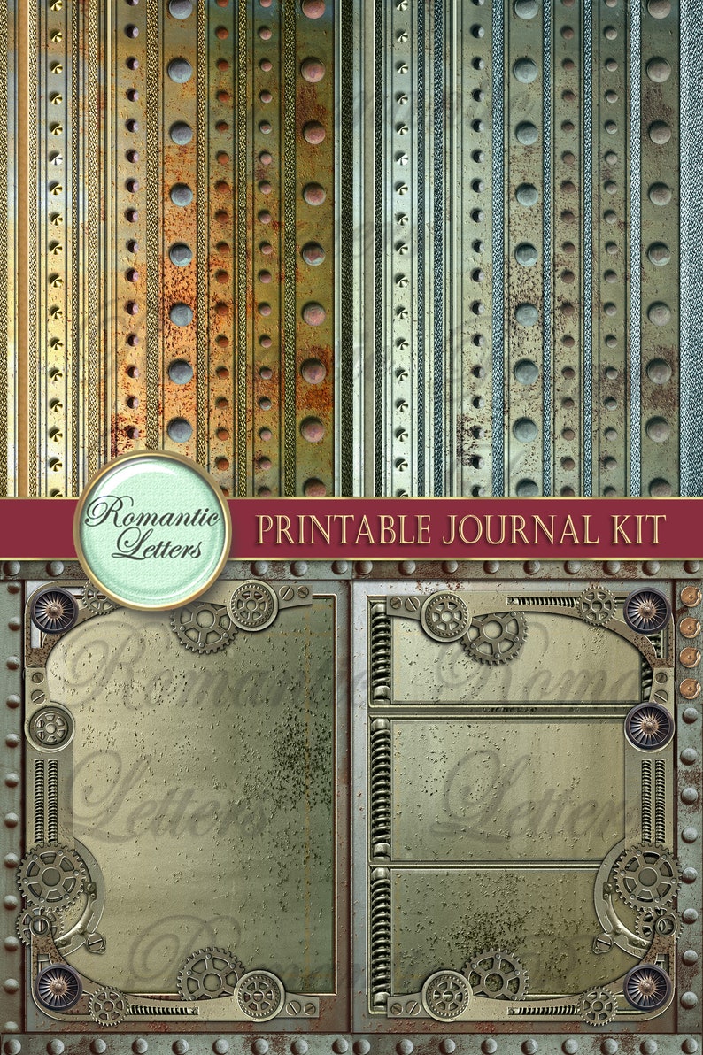 Printable Junk Journal Kit Steampunk Industrial Digital Scrapbook ...