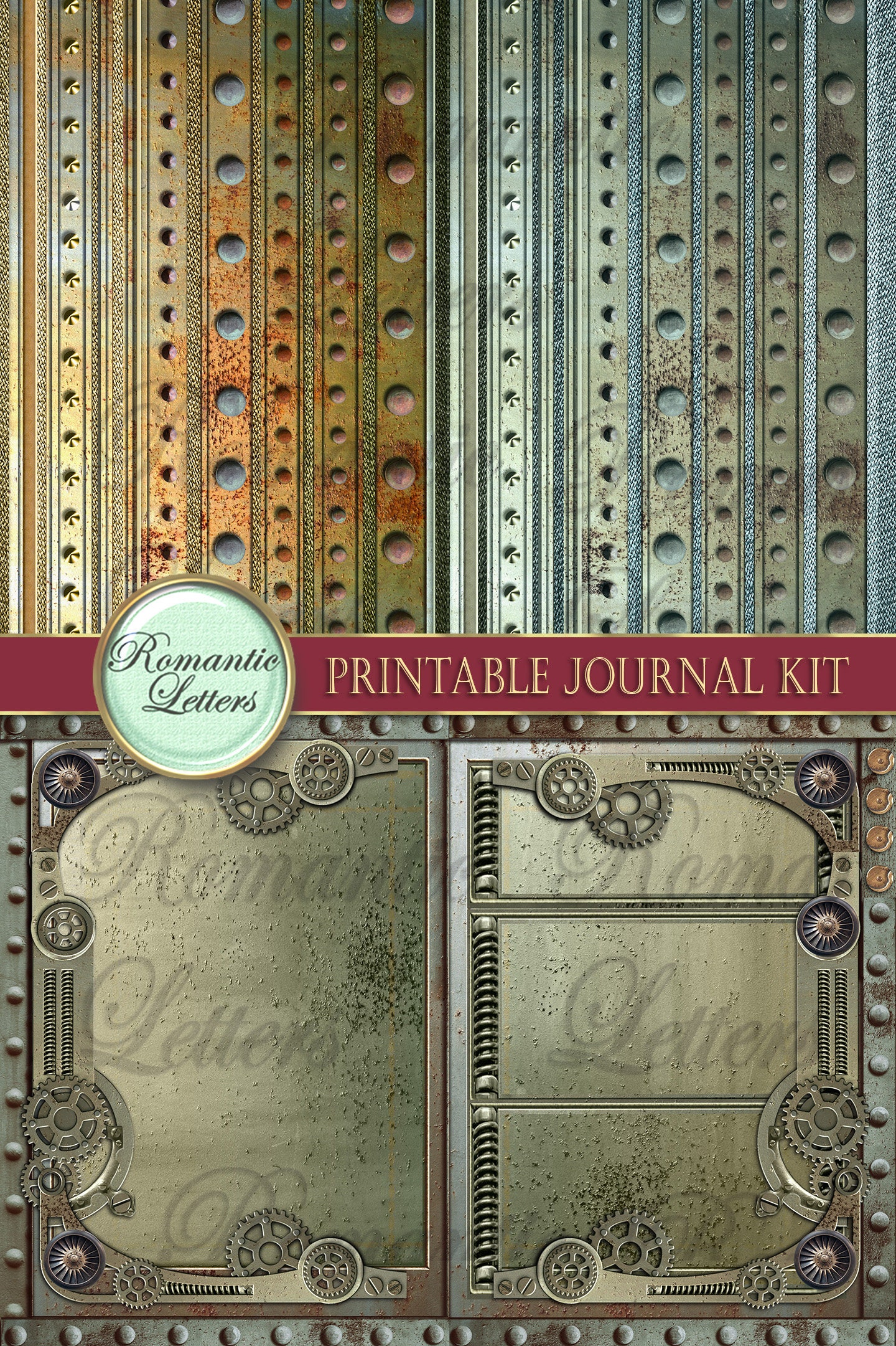 Printable Junk Journal Kit Steampunk Industrial Digital Scrapbook ...