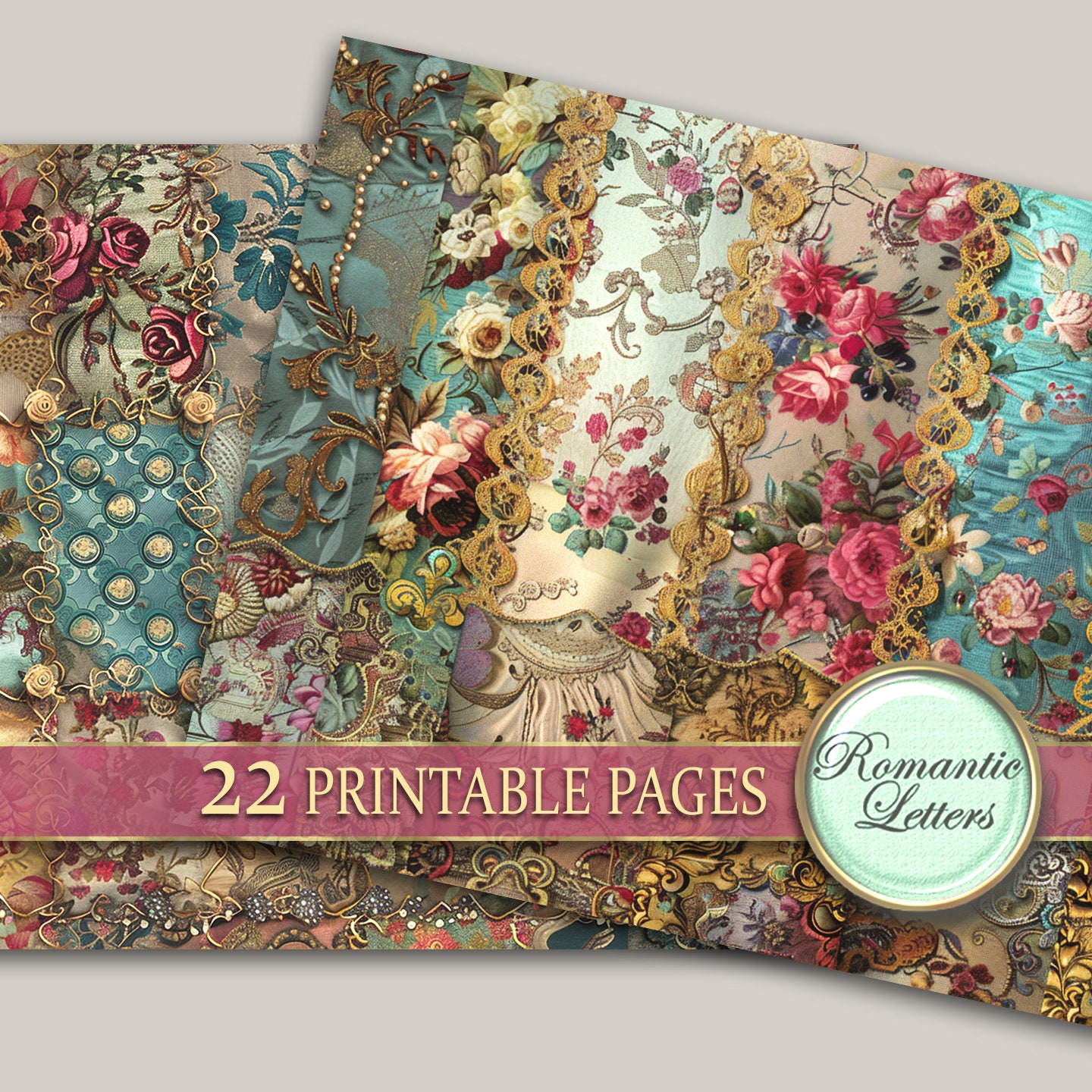 Shabby Chic Digital Printable Junk Journal Pages Scrapbook Paper Pack ...