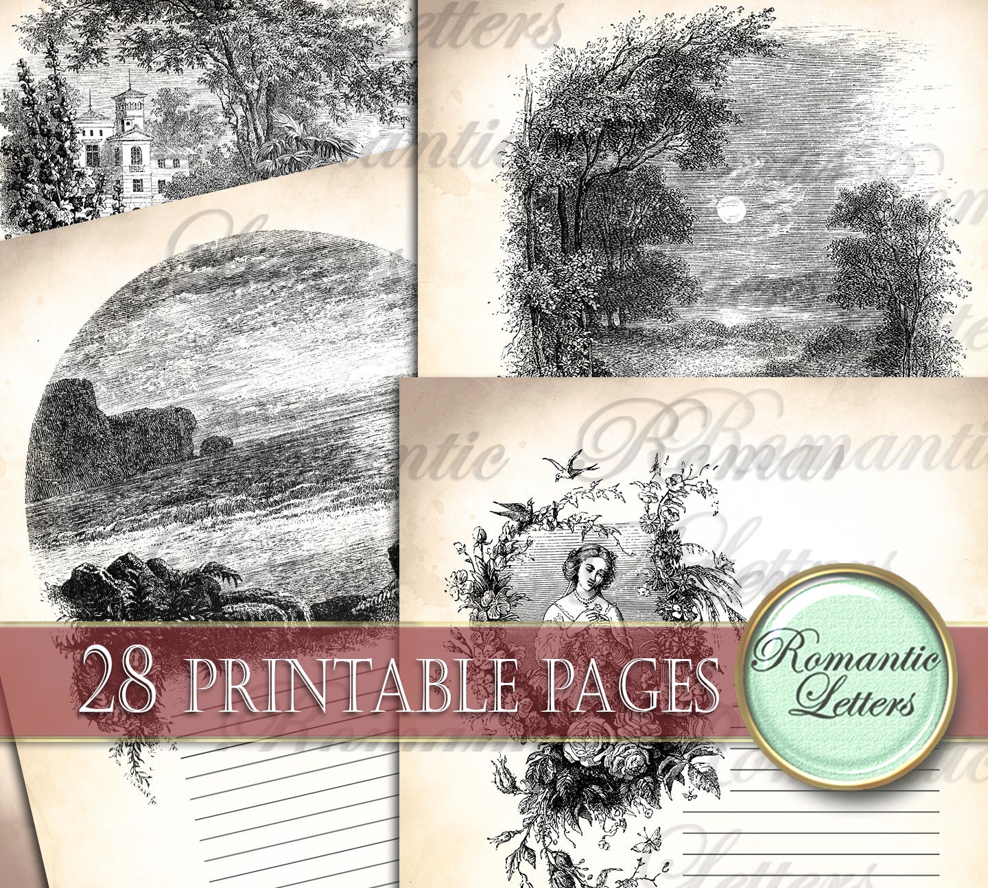 Victorian Printable Scrapbook Background Paper Digital - Etsy