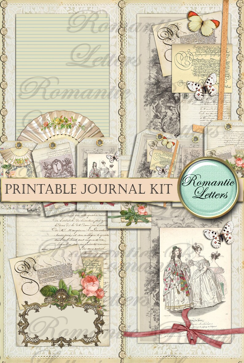 Printable Junk Journal Kit A4 Printable Scrapbook Paper 8.5x11 Digital ...