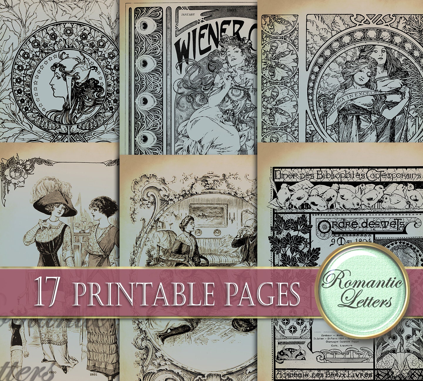 Printable Journal Paper Victorian Women Fashion Magazine Digital