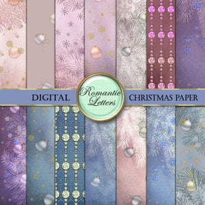 Digitaal papierpakket Kerstmis digitaal plakboek Kerstmis afdrukbaar scrapbookpapier Kerstmis achtergrondpapier Kerstmis Shabby chic papier