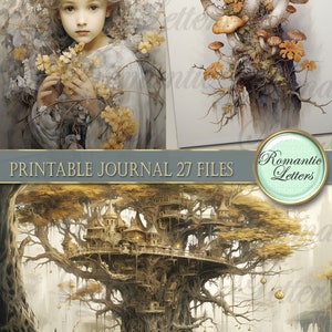 printable junk journal kit Fairy Forest printable journal pages card tag cover fantasy digital scrapbook botanical floral herbal magic PART2 image 8