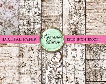 Digital scrapbook paper background digital vintage paper background sepia printable decoupage paper digital scrapbook vintage paper sepia