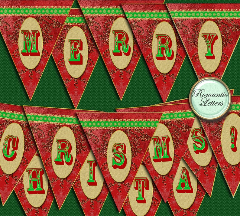 Christmas digital printable bundle sale, Christmas scrapbook banner Merry Christmas digital alphabet, digital scrapbook paper, box, clip art image 2