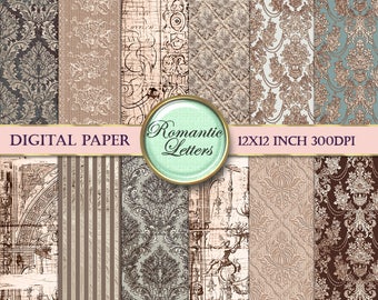 Digital scrapbook paper pack background digital vintage paper background sepia printable paper digital scrapbook vintage paper pack sepia