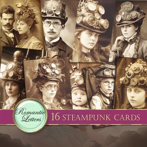 Steampunk druckbare Junk Journal Karten digitales Sammelalbum Vintage Fotografie digital druckbare Seiten viktorianische Karten Steampunk Dekor