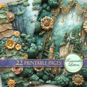 Digital Printable Scrapbook Paper Pack Magic Forest Castle Patchwork ...