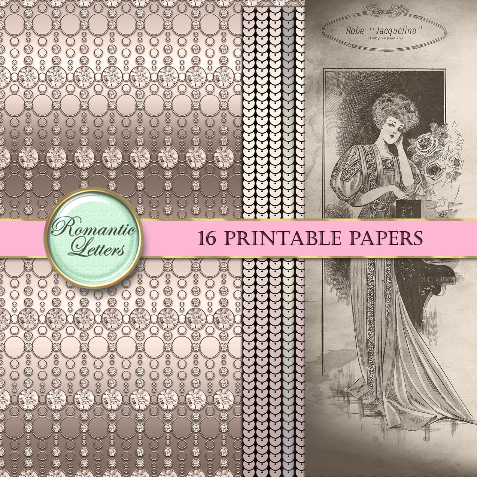 Victorian Ephemera Digital Paper Digital Paper Sepia Digital Printable ...