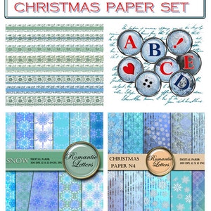 SALE Winter Digital scrapbook paper pack Sale winter snow digital paper pack digital clop art alphabet border Shabby paper background snow