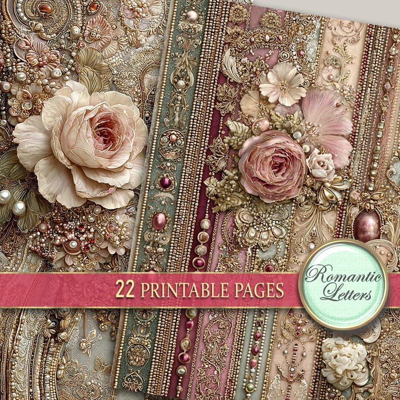 Digital Printable Scrapbook Paper Pack Shabby Chic Junk Journal Pages ...