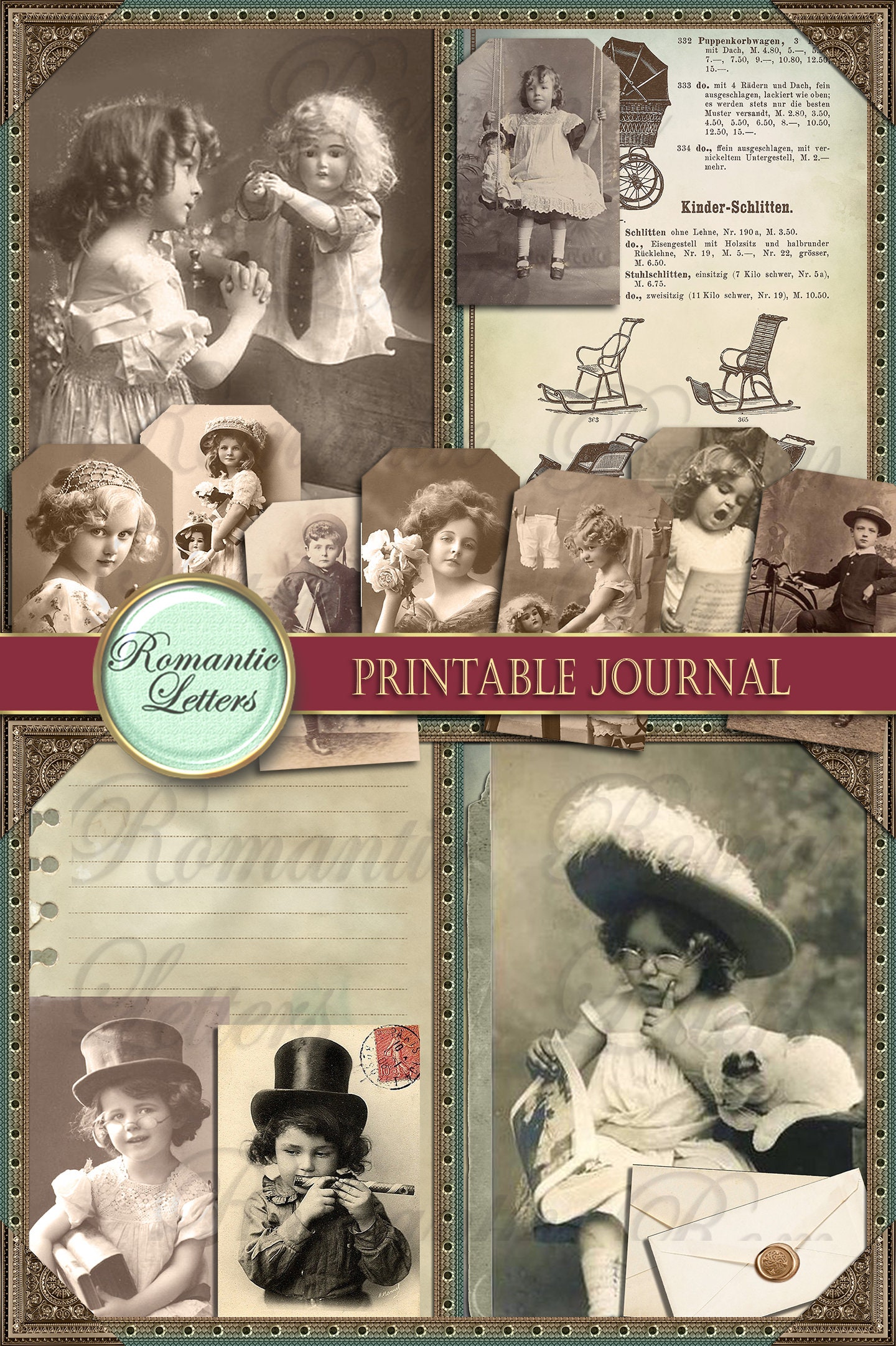 Victorian Kids Steampunk Printable Journal Kit Digital Scrapbook ...