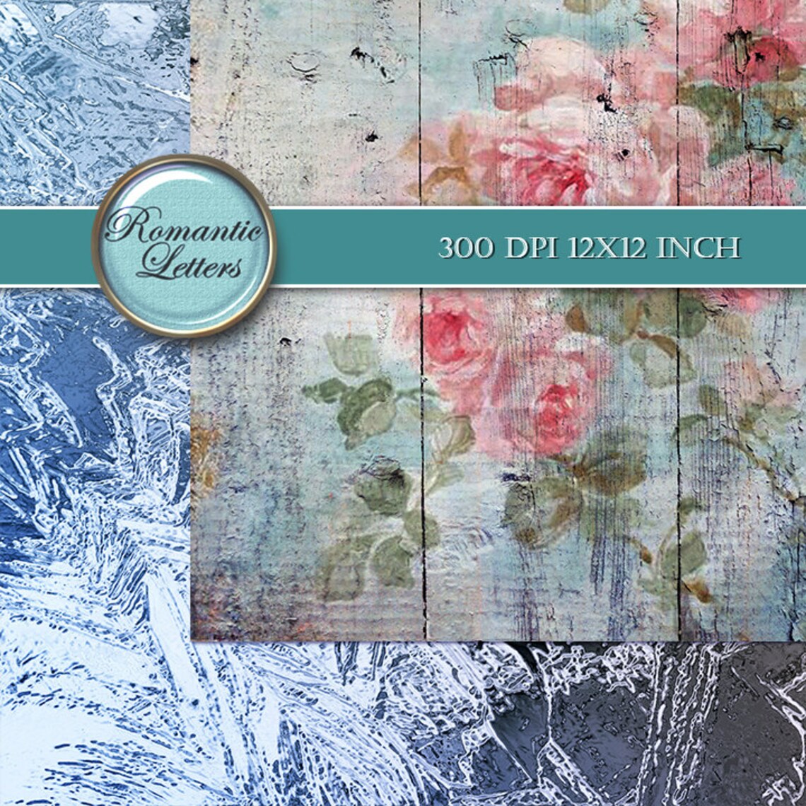 Shabby Chic Digital Scrapbook Paper Pack Shabby Chic Rose | Etsy