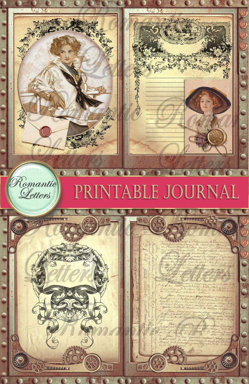 Steampunk Printable Junk Journal Kit Industrial Digital Scrapbook ...