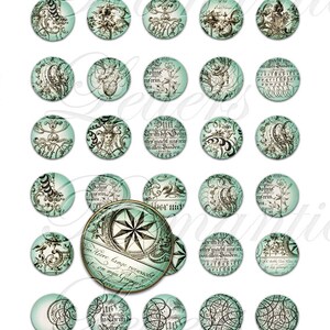 Printable digital 1 Inch circle collage sheet digital Shabby Chic 1 inch Jewelry pendant bottle cap images printable digital download 1 inch image 4