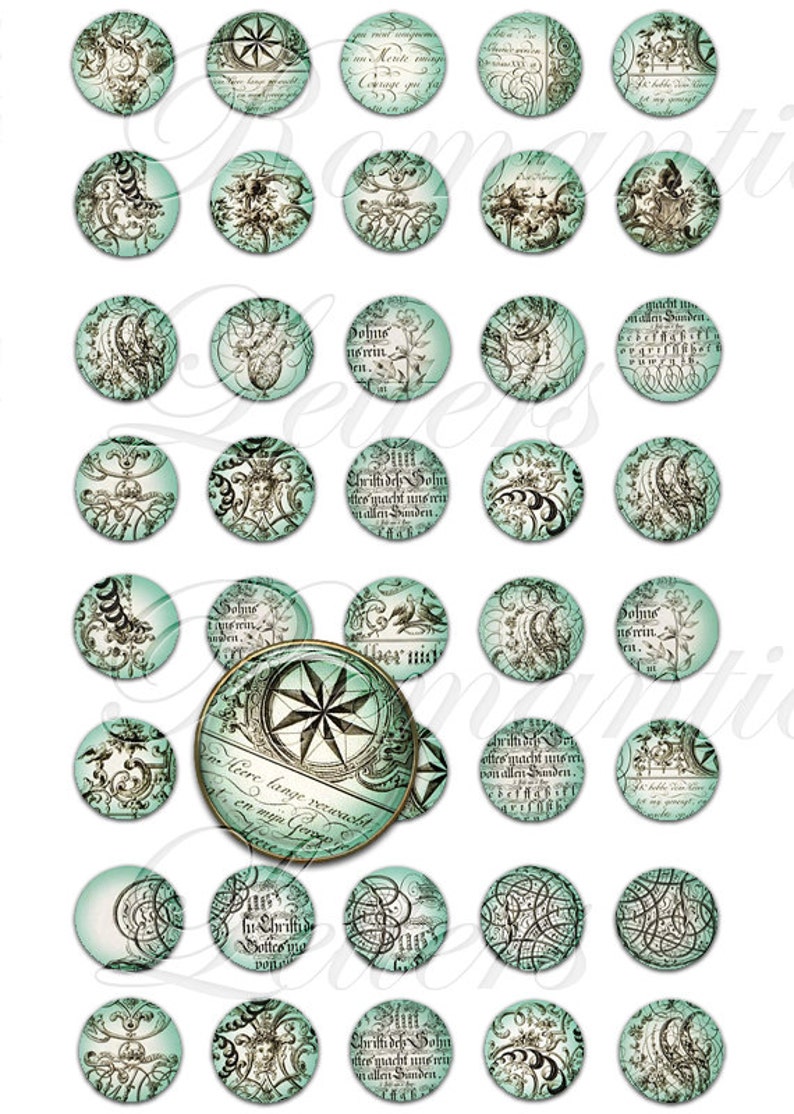 Printable digital 1 Inch circle collage sheet digital Shabby Chic 1 inch Jewelry pendant bottle cap images printable digital download 1 inch image 4