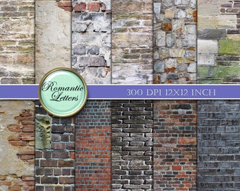 Brick texture digital scrapbook  paper pack Digital Backdrops brick wall digital photography background paper old  brick wall texture brick