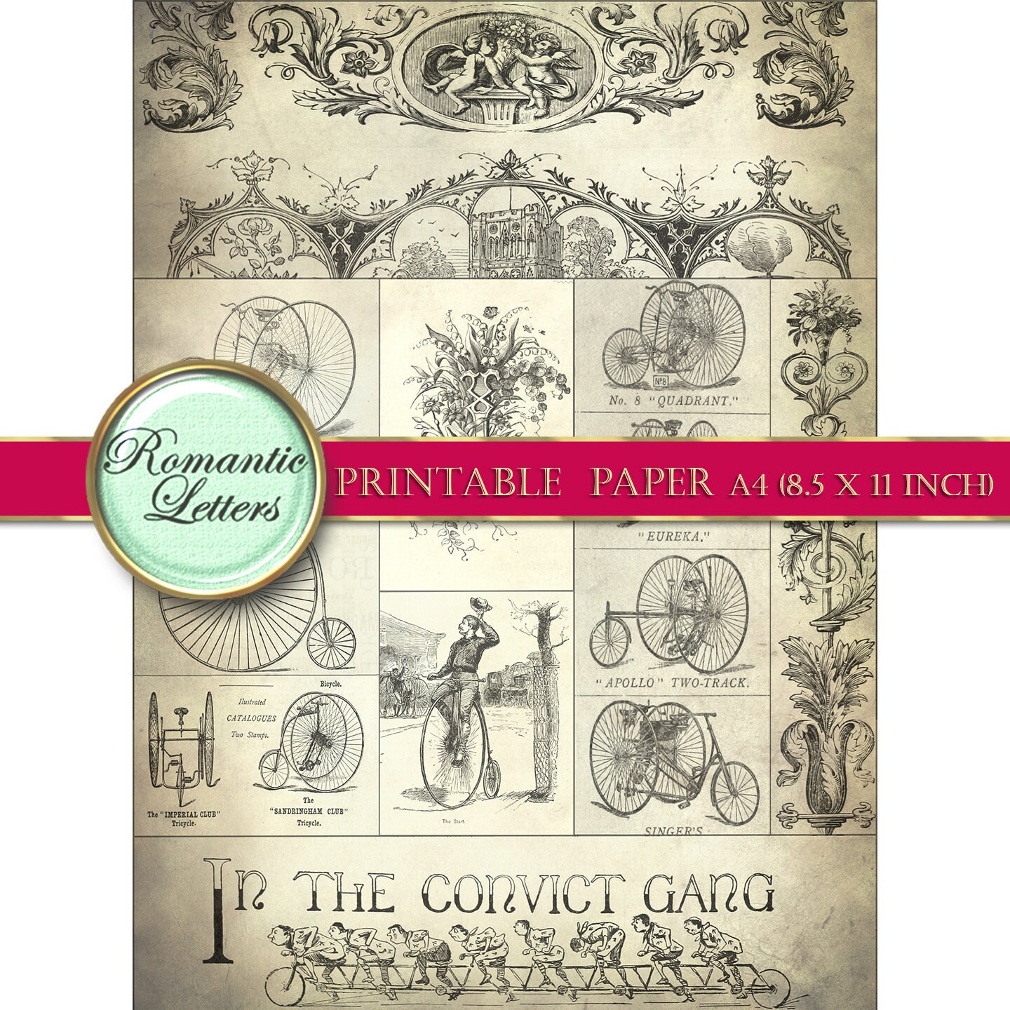 Ephemera Digital Paper Pack Digital Paper Victorian Digital Printable ...