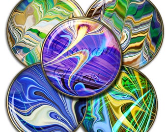 Gemarmerde cirkelafbeeldingen, abstracte afdrukbare flesdop van 1 inch hanger (digitale download)