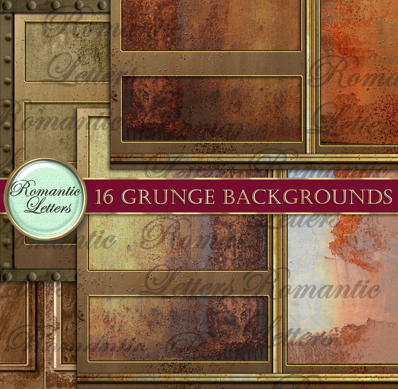 Steampunk Digital Scrapbook Paper Pack Rust Metal Texture Digital ...