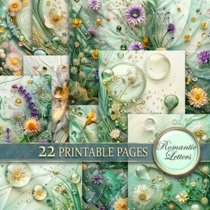 Digitales Papier Set für Scrapbooking, Shabby Chic, Sommer, Shabby Chic, Blumen, Papier, Papier für Scrapbook, Scrapbooking, Scrapbooking