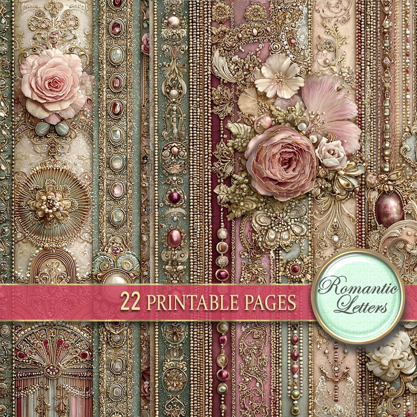 Digital Printable Scrapbook Paper Pack Shabby Chic Junk Journal Pages ...