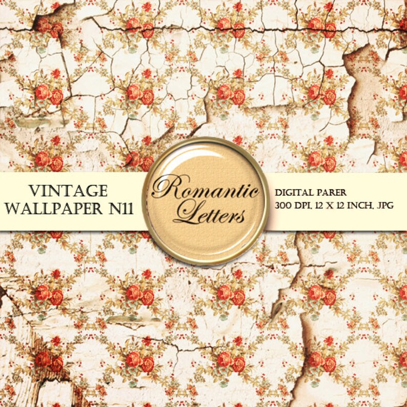 Wallpaper Digital Scrapbook paper pack Vintage texture digital Backdrops Damask Grunge background rose image 2