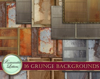Steampunk digital scrapbook paper pack rust metal texture digital scrapbook backdrop background digital printable junk journal paper grunge