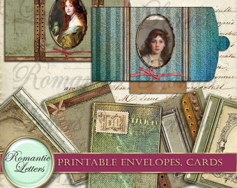 Printable Victorian envelopes printable cabinet card frames digital printable card download printable steampunk stationery craft paper