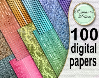 100 Digital papers printable texture digital scrapbooking background craft paper pack A4 digital golden fabric texture sequin bundle sale