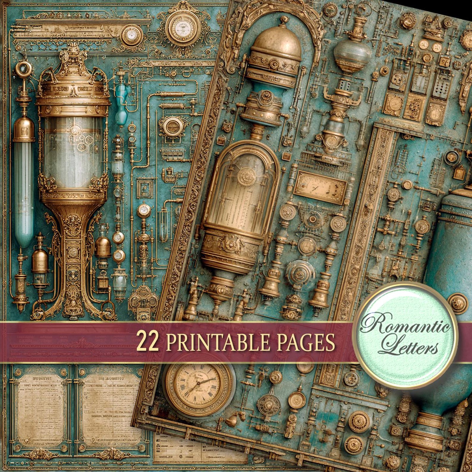 Steampunk Junk Journal Pages Kit Digital Scrapbook Paper Pack ...