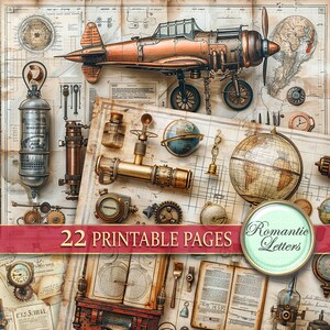 Steampunk Junk Journal Pages Digital Scrapbook Paper Pack Rust Metal ...