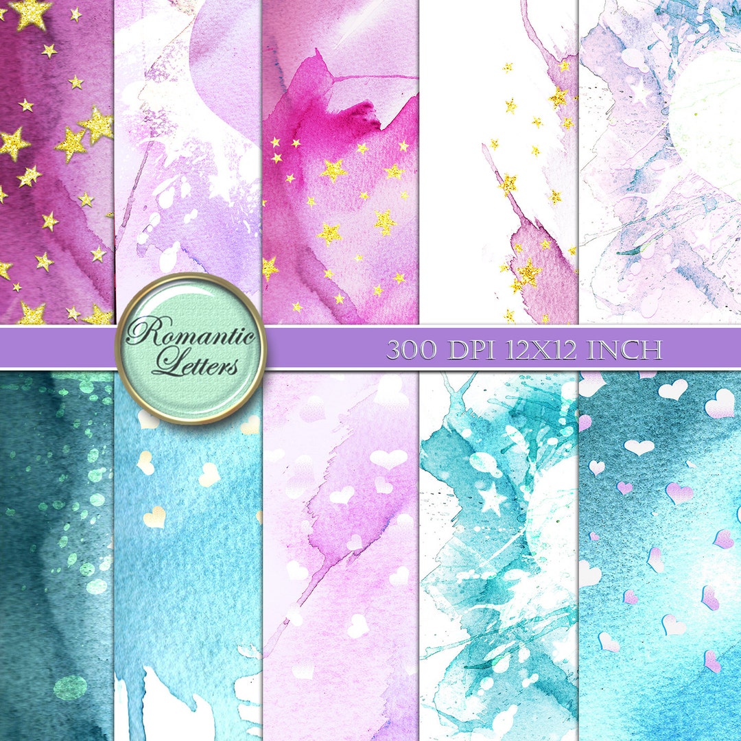 Watercolor Digital Paper Watercolor Digital Scrapbook Background Paper