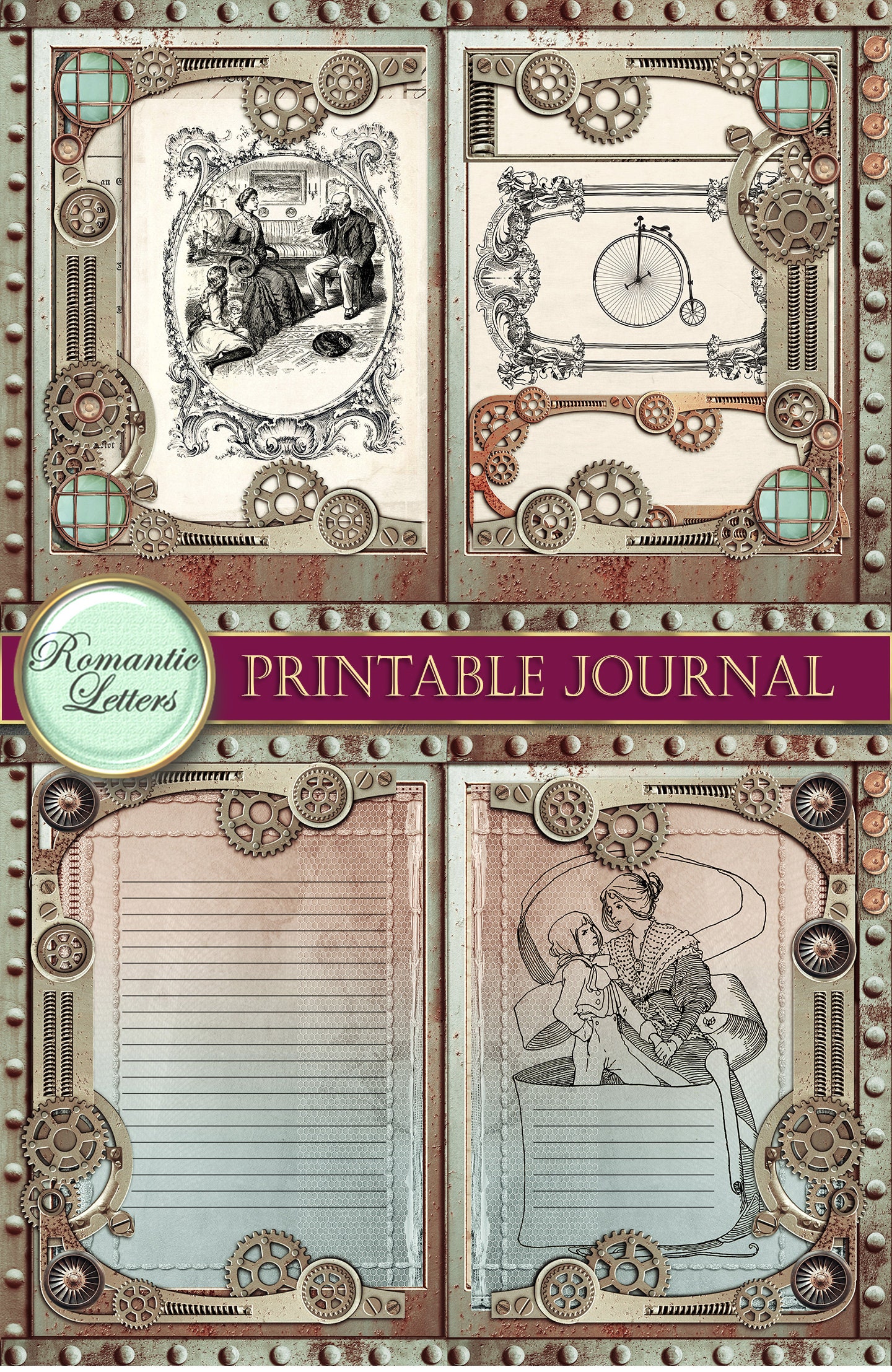 Steampunk Printable Junk Journal Kit Industrial Digital - Etsy