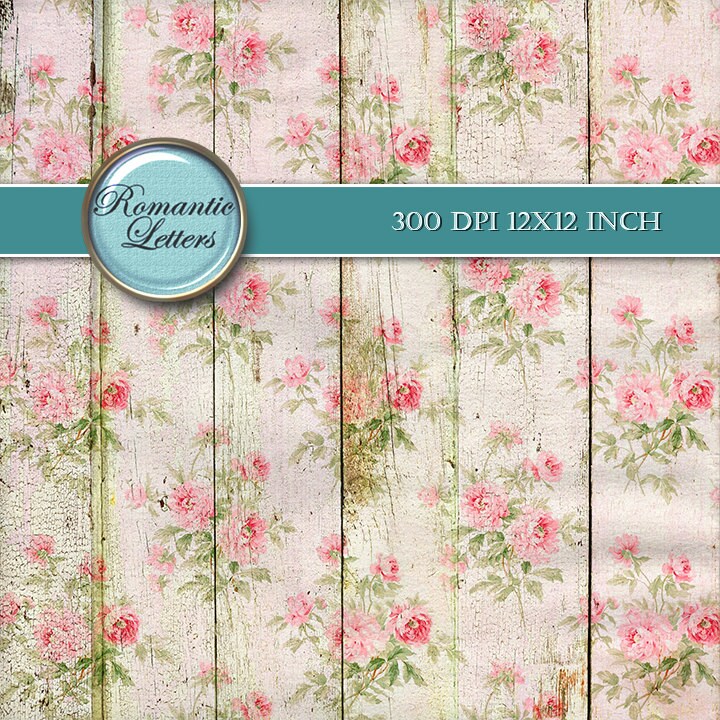 Shabby Chic Digital Scrapbook Paper Pack Shabby Chic Rose | Etsy