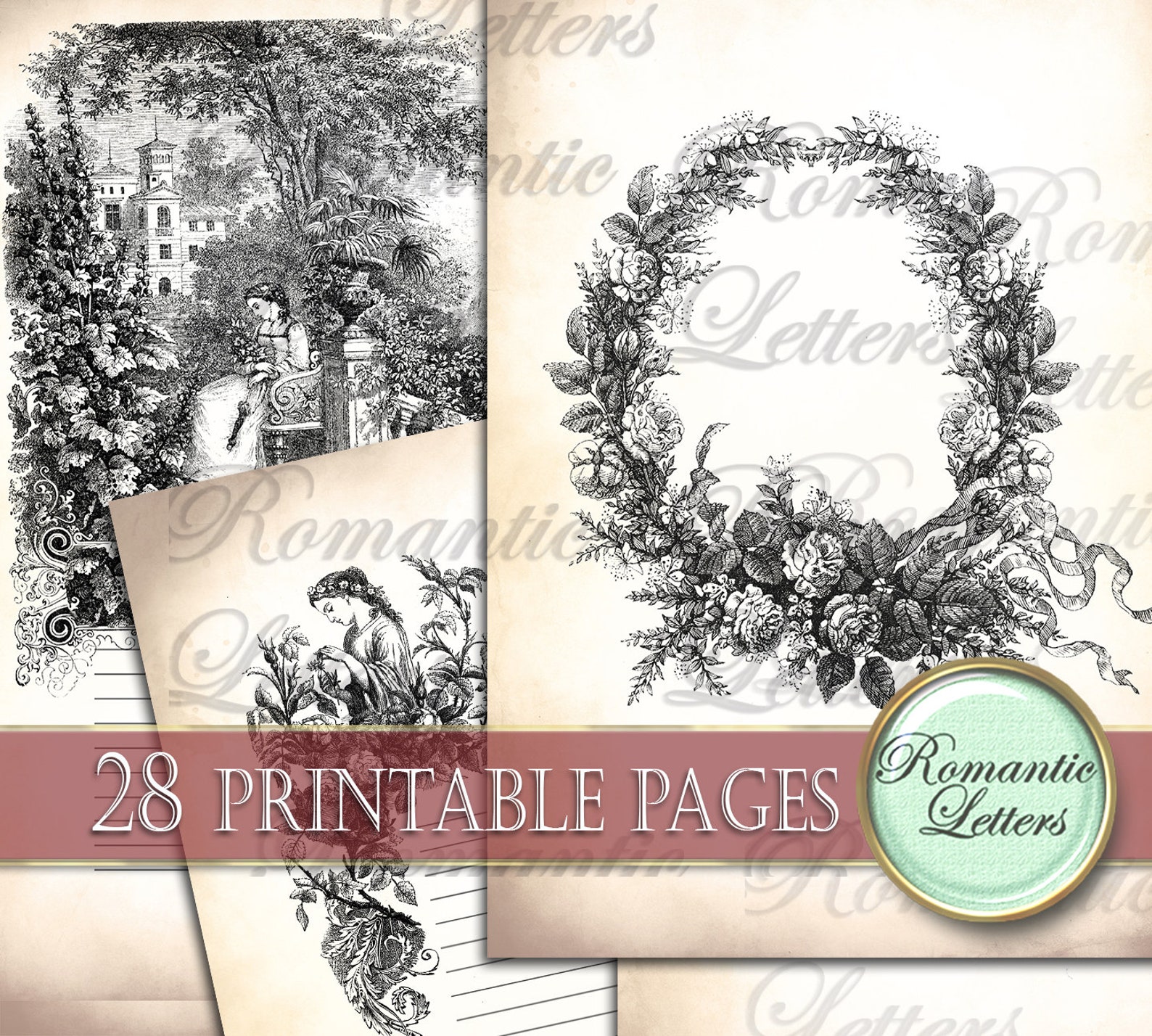 Victorian Printable Scrapbook Background Paper Digital - Etsy