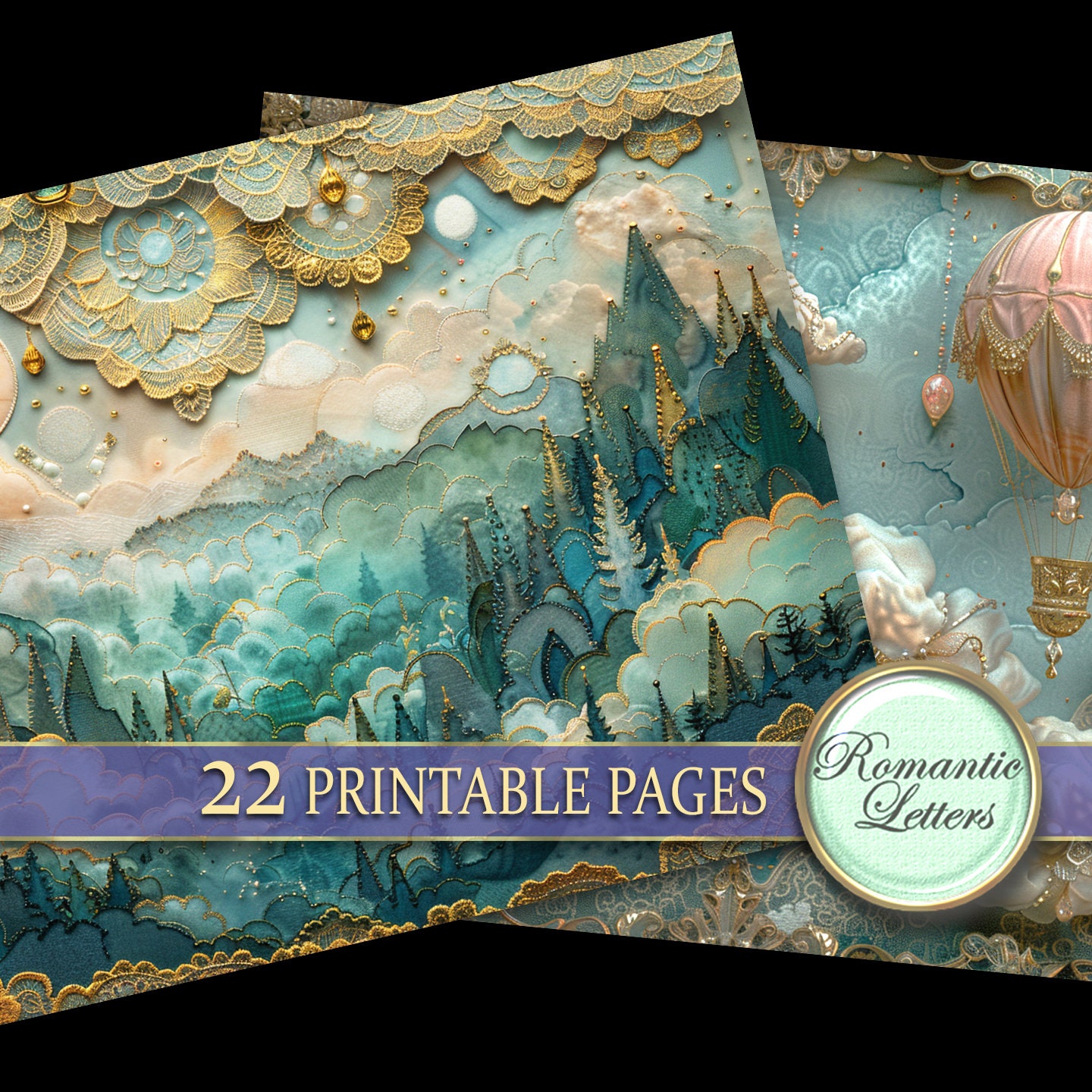 Digital Printable Scrapbook Paper Pack Fairytale Castle Patchwork ...