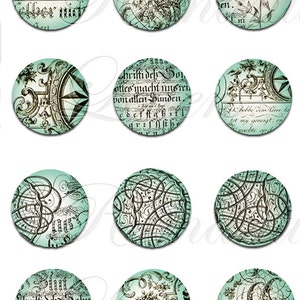 Printable digital 1 Inch circle collage sheet digital Shabby Chic 1 inch Jewelry pendant bottle cap images printable digital download 1 inch image 2