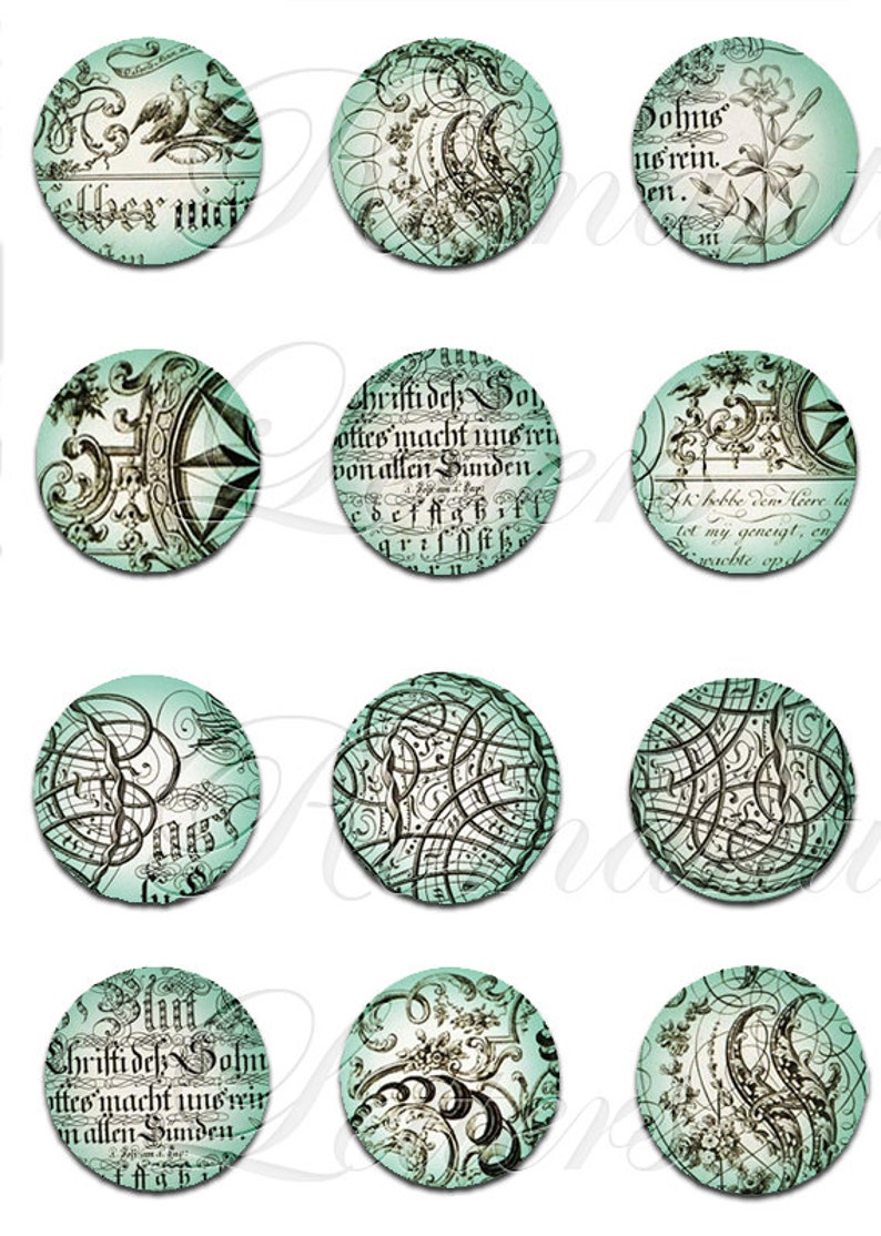 Printable digital 1 Inch circle collage sheet digital Shabby Chic 1 inch Jewelry pendant bottle cap images printable digital download 1 inch image 2