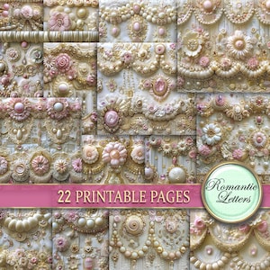 Shabby Chic digitales Scrapbooking Papier Pack süße kawaii Blumen digital bedruckbare Decoupage Bastelpapier Hintergrund Puppenhaus Tapete Rose