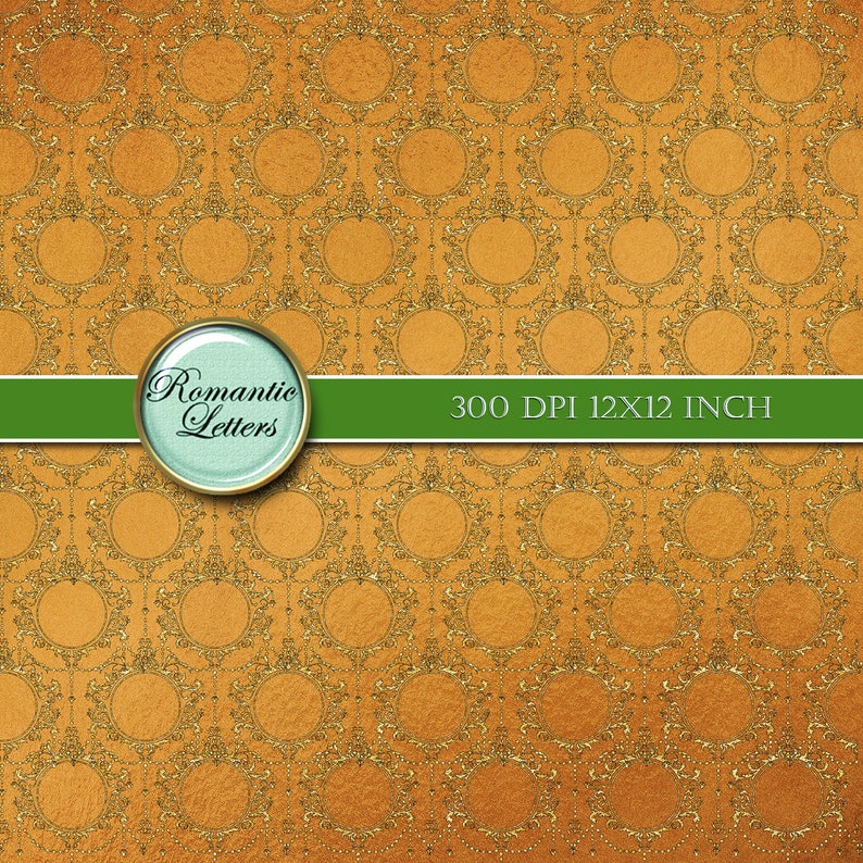 Gold Patchwork Digital Scrapbook Album Paper Fabric Gold Print Etsy